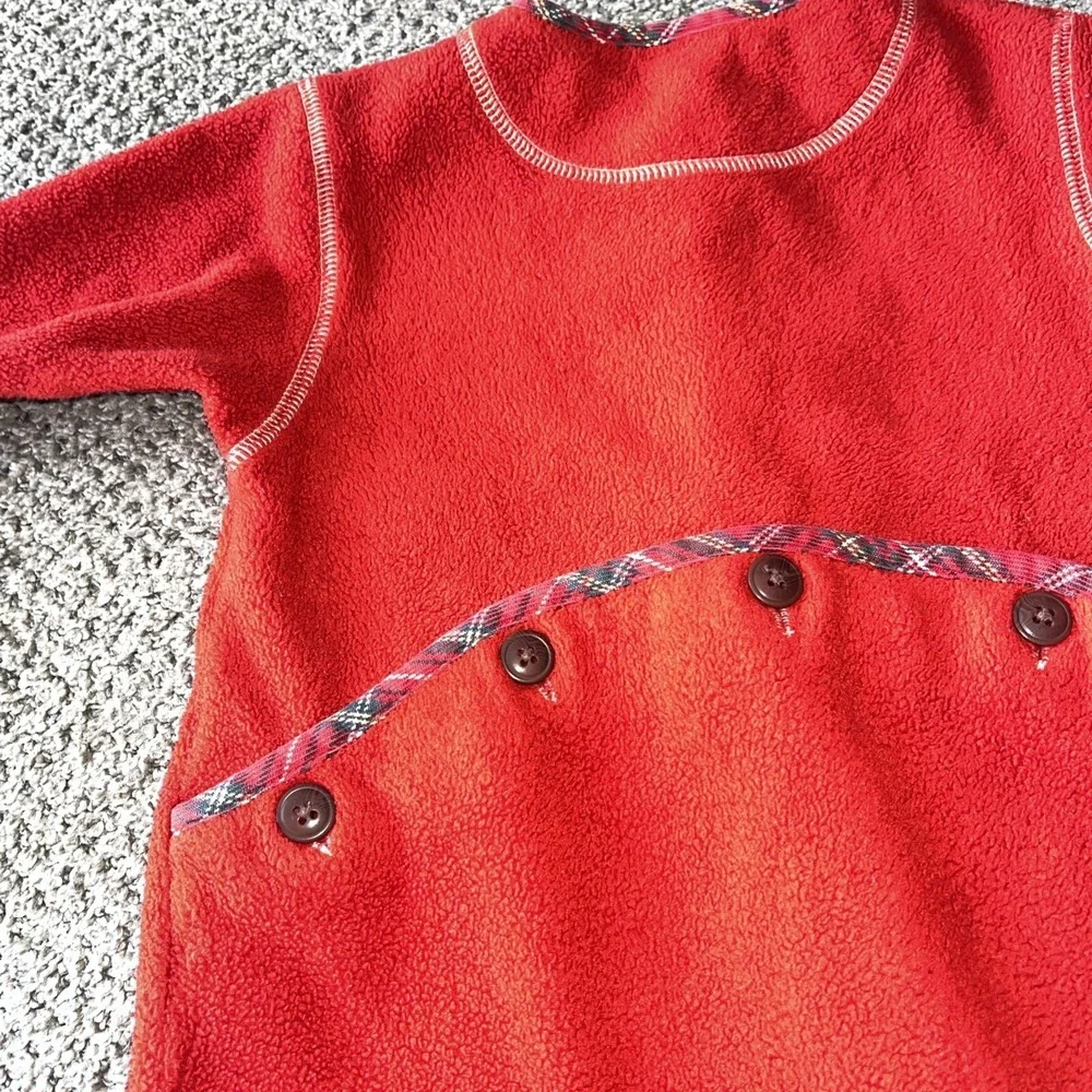 Vintage GAP 6-12 Months Infant Holiday‎ Fleece Union Suit. One Piece Romper. Red